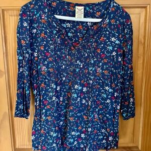 Faded Glory Navy Floral Blouse